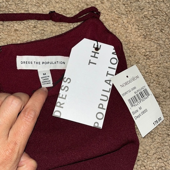 Dress The Population Veronique Tie Back Sleeveless Sheath Dress Burgundy Medium - Picture 8 of 10